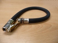 Hose for tire filler with straight end with safety catch