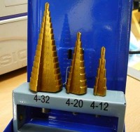 Set of step drills for metal 4-32mm with TiN coating