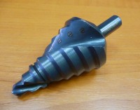 Step drill for metal 10-45mm HSS with spiral groove and chip breaker TiAlN