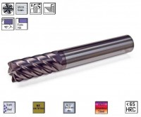 Carbide finishing cutter 6fl. 45 ° TiAlN, CERANIT