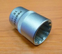 Socket head 8mm 1/2, SPLINE - short Cr-V, PROTECO