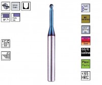 SK ball end mill dia. 1.2 x 2.0 mm 2br. 30° d3 = 1.1, l2 = 8mm, TiAlN, CERANIT