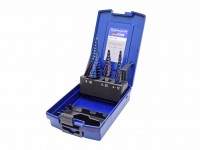 Set of stepped drills for metal 4-30mm HSS-XE BLU with spiral groove, Karnasch