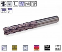Carbide anti-vibration cutter long 4fl. 39 ° / 41 ° TiAlN, CERANIT